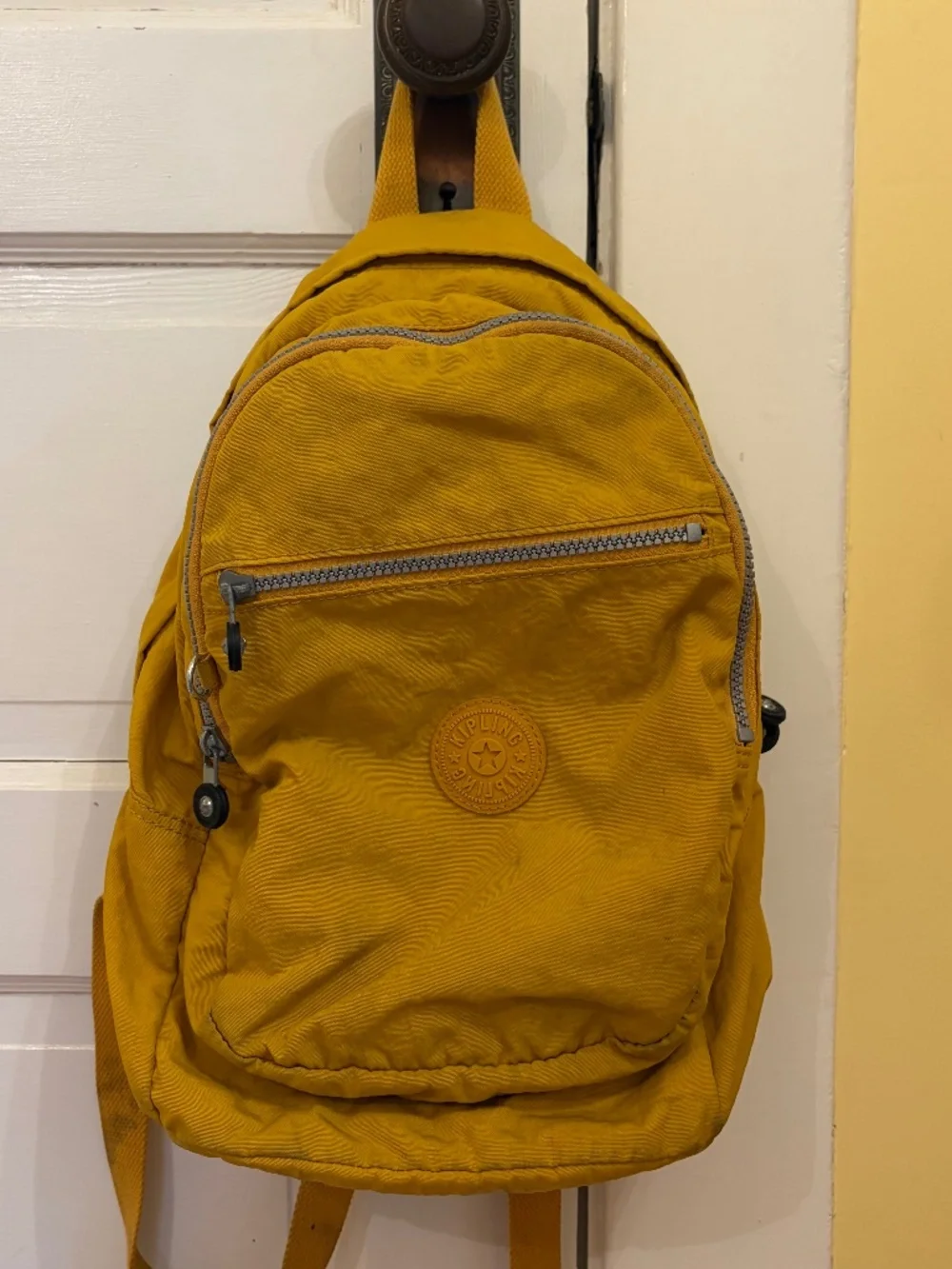 Kipling Medium Yellow Lightweight Packable Backpack GUC School Work Travel